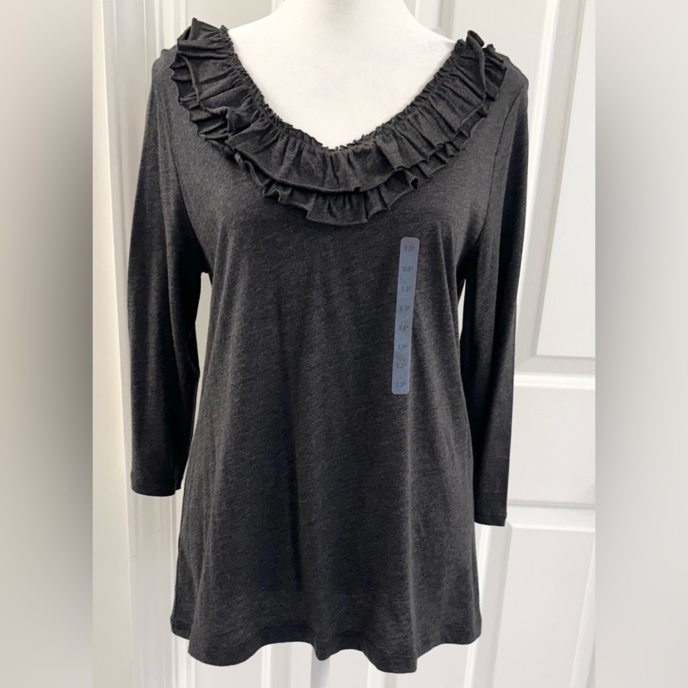 Ann Taylor Loft Women’s Black Top 3/4sleeve Size L Petite
